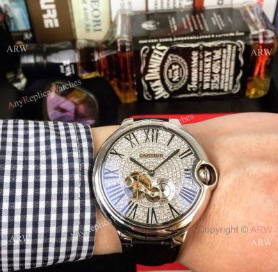 Fake Cartier Ballon Bleu Tourbillon 43mm Watch - SS Diamond Dial